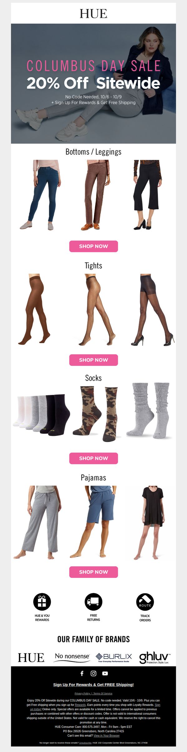 8. HUE: 20% Off Sitewide COLUMBUS DAY SALE