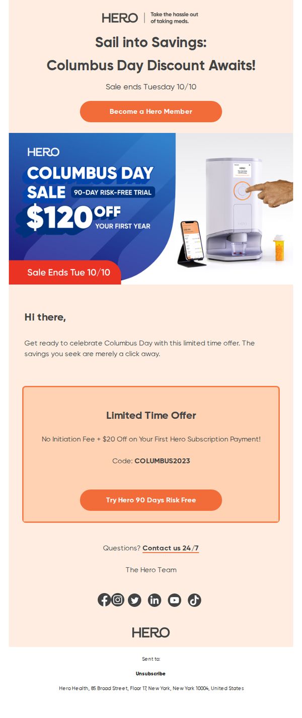 10. Hero Health, Inc.: Check Out This Columbus Day Offer - Don't Miss Out!
