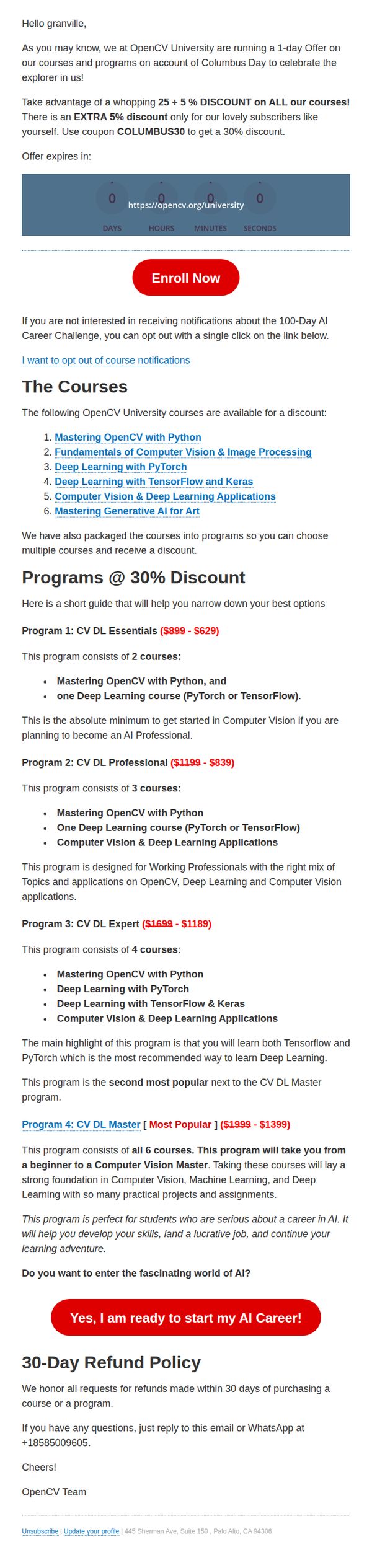 8. OpenCV: Last Day: Columbus Day Sale - 30% Off on all courses and programs