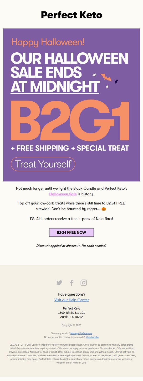 9. B2G1 ends at midnight 👻
