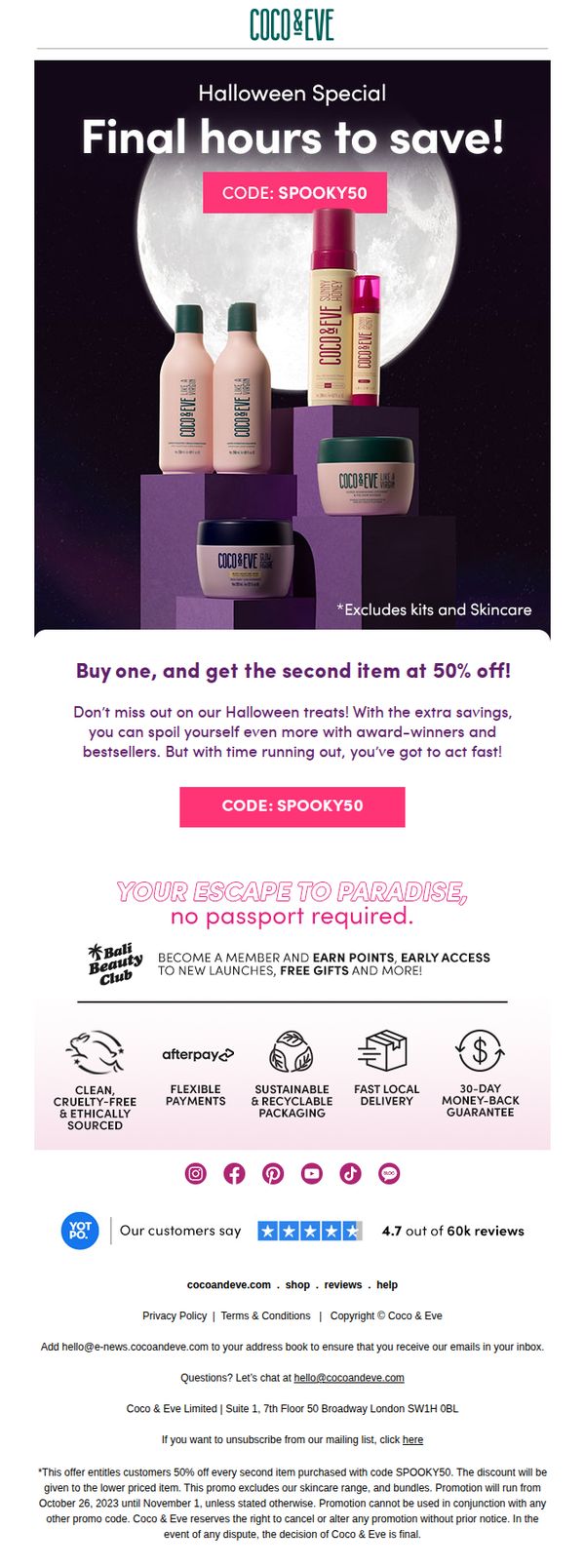 7. Coco & Eve: ENDS SOON: Buy 1, get 2nd item at 50% off!