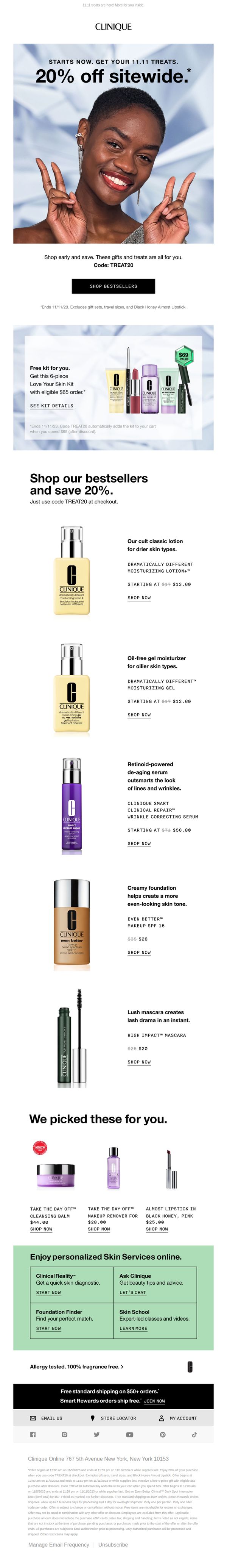 7. Clinique - US: ☀️ SHOP EARLY! 20% off sitewide. 