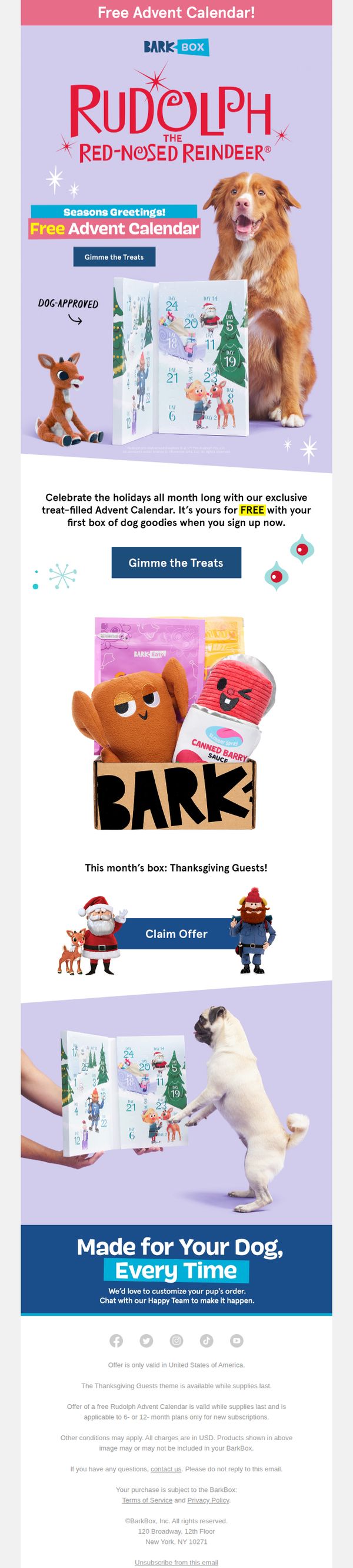 6. Bark Box: 🎄 🐶 25 Days Of FREE Dog Treats 🤤 🎁