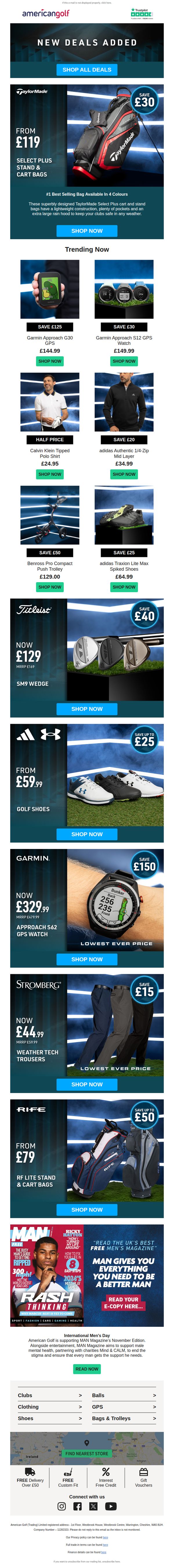 9. American Golf: PRICE DROP TaylorMade Select Plus bags SAVE £30