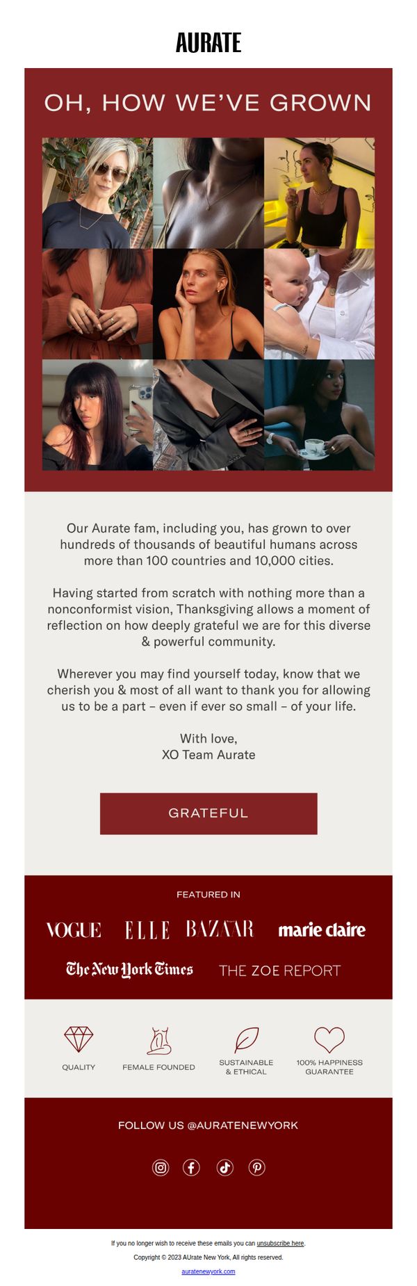 9. Aurate: HAPPY THANKSGIVING