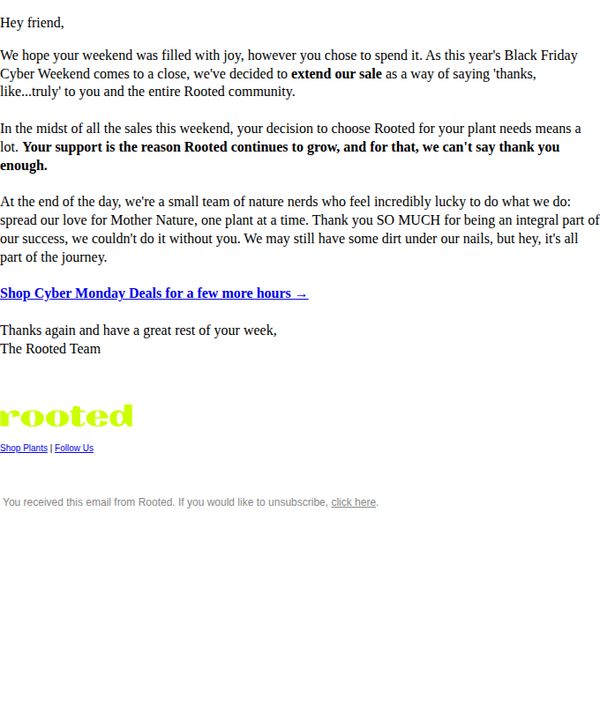 10. Rooted: Re: Cyber Sale Extension