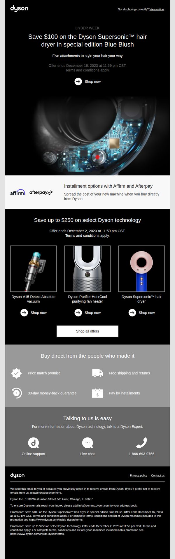 7. Dyson: Limited time offer. Save $100 on the Dyson Supersonic hair dryer in special edition Blue Blush.