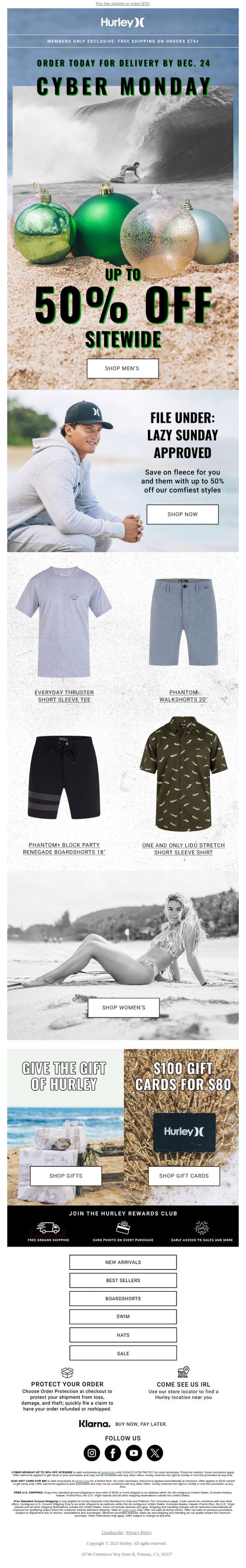 10. Hurley: Come Cyber with us, save up to 50% 🔥