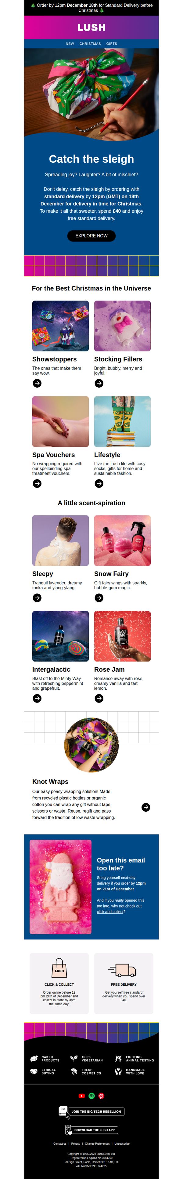 7. Lush - EN: Time to catch the sleigh ⏰