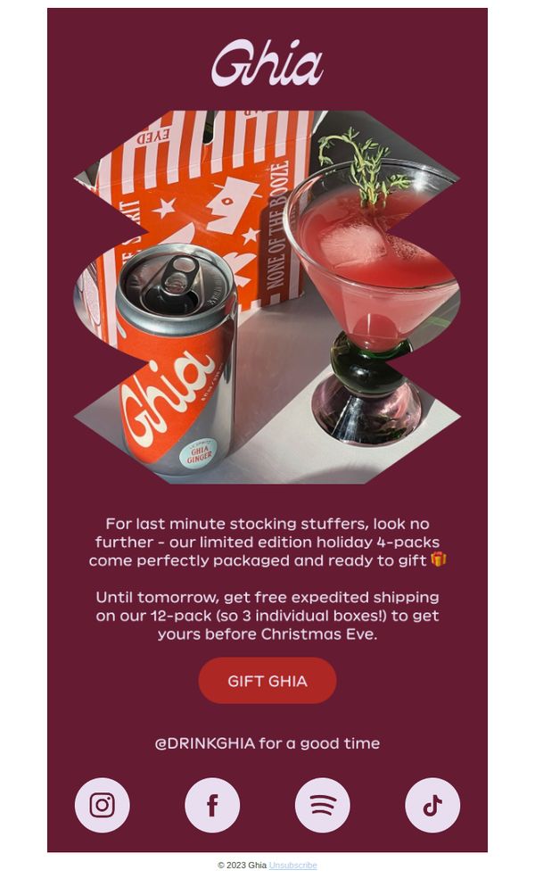 10. Ghia: Free Expedited Shipping on Holiday Spritzes