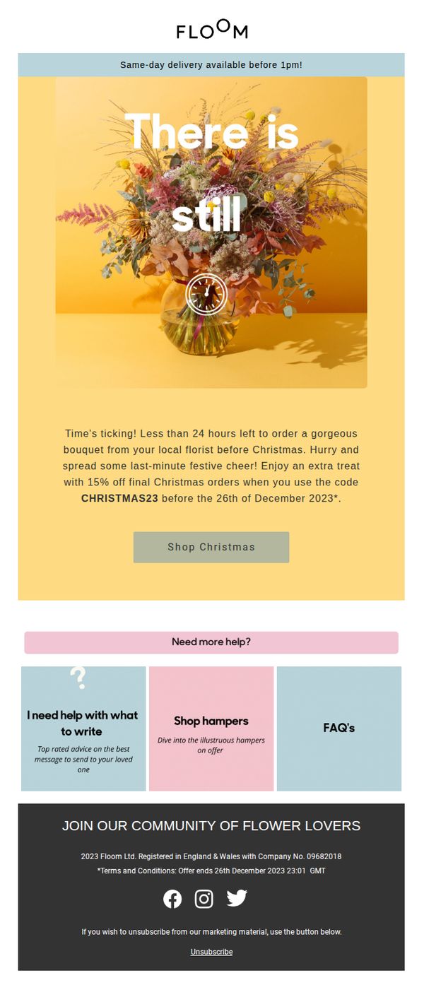 6. Floom: 🎄 15% off Final Christmas orders!