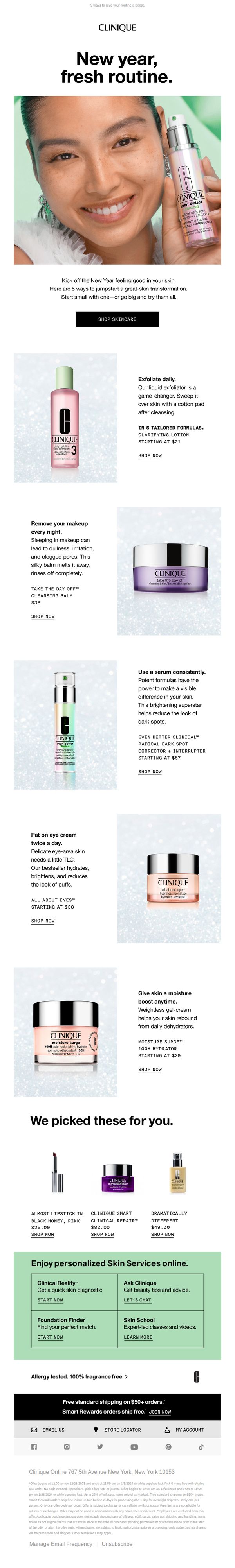 6. Clinique - US: Happy New Year! Kickstart a fresh routine.
