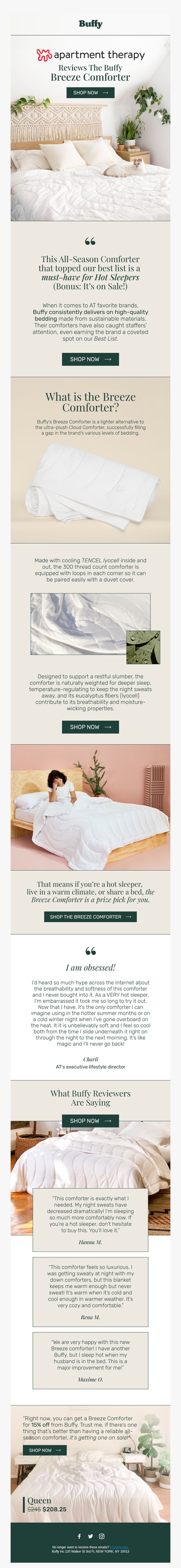 10. Apartment Therapy Reviews the Buffy Breeze Comforter