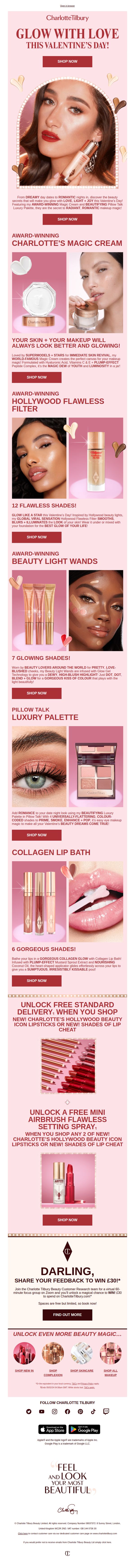10. Charlotte Tilbury - UK: Level Up Your GLOW This Valentine's Day! 💖