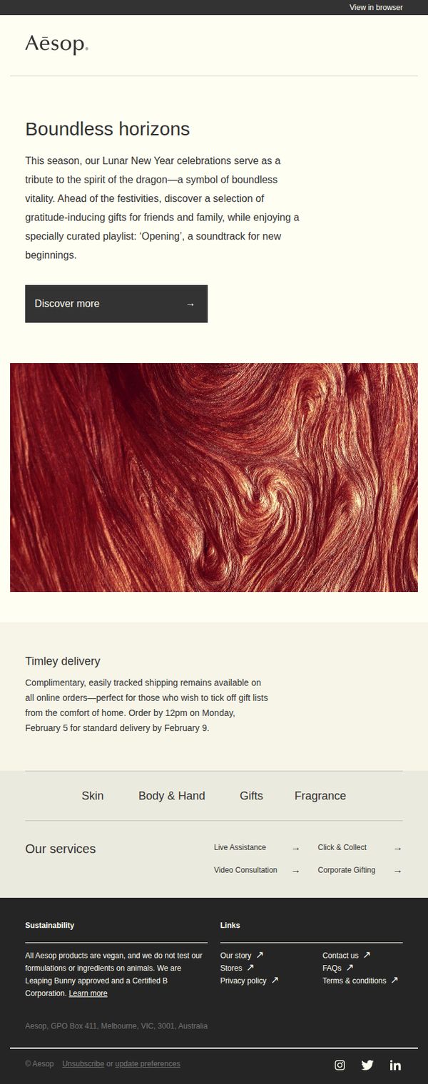 8. Aesop: Festivities awash in golden hues