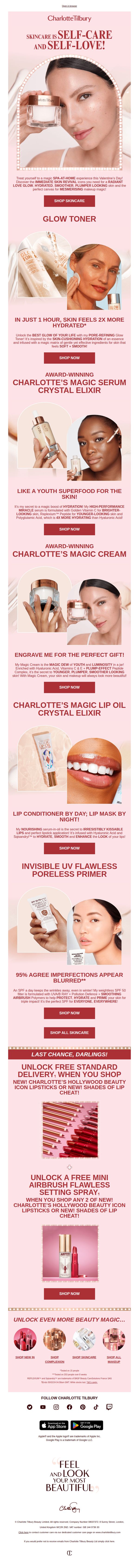 8. Charlotte Tilbury - UK: Skincare Is Self-Care 🤍