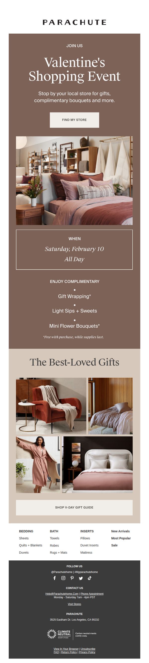 6. Parachute Home: You’re Invited: Valentine’s Shopping Event