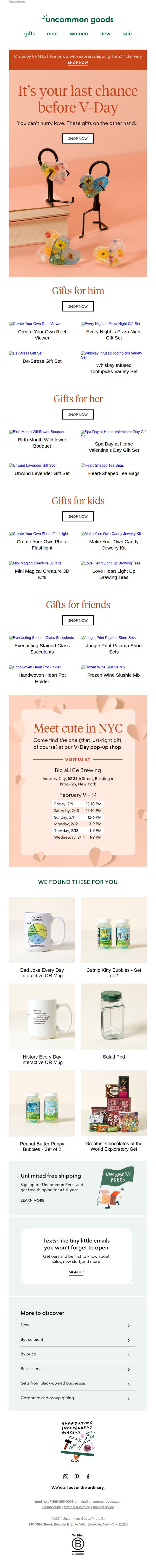 10. uncommon goods: Last chance before V-Day