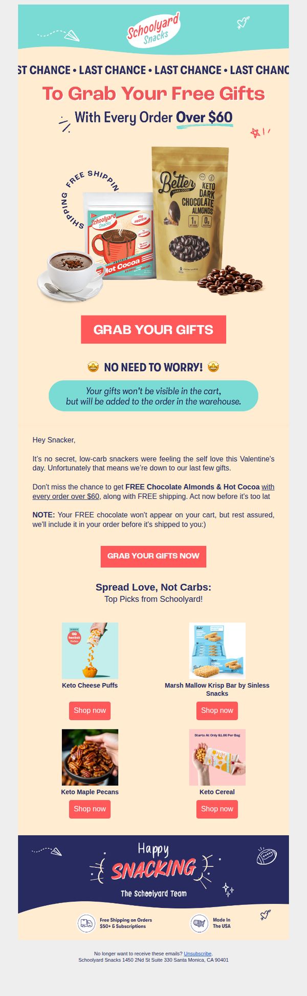 6. Schoolyard Snacks: Free gifts, going, going…