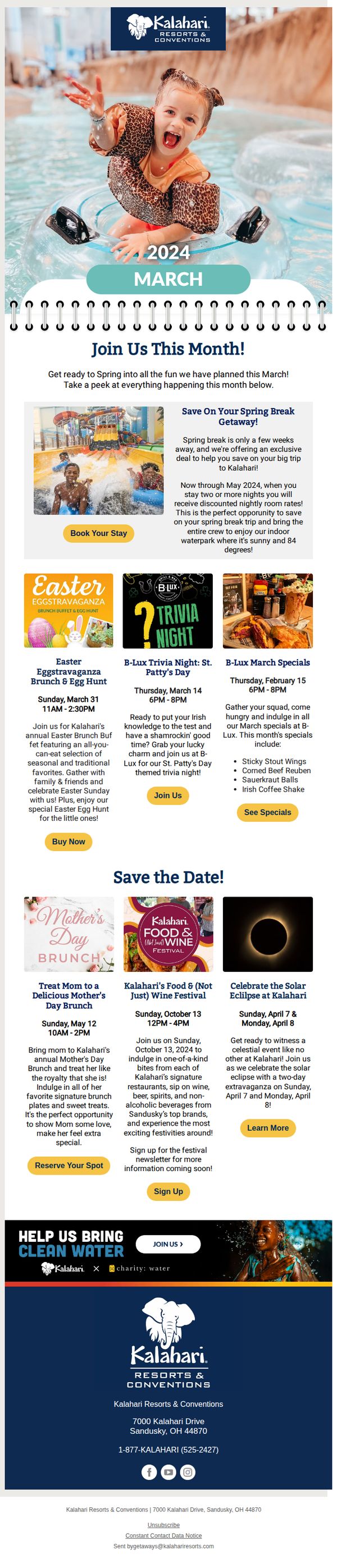 6. Kalahari Resorts: Spring Into Fun this Month at Kalahari!
