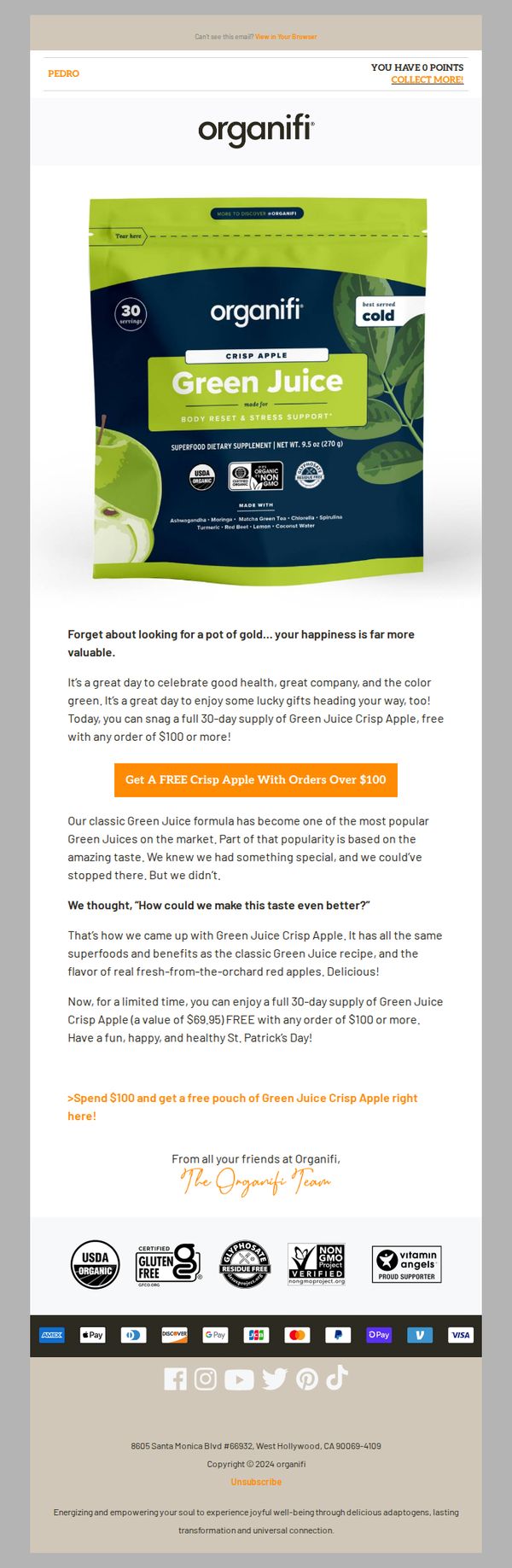 6. Organifi: Get Your Free Greens Right Here!