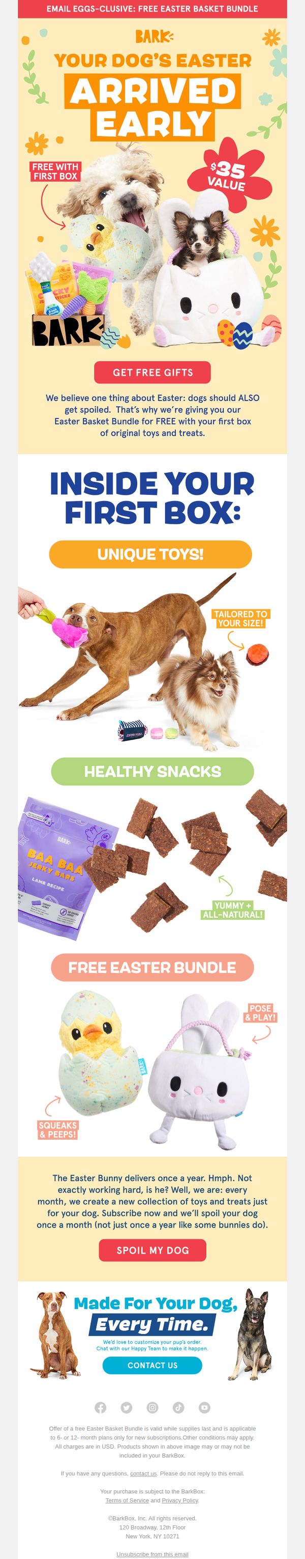 8. Bark Box: 🥚 Eggs-clusive: FREE Easter basket bundle for your 🐶