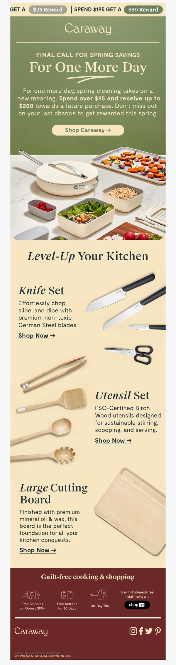 8. Caraway: Our Spring Savings Event ends tomorrow