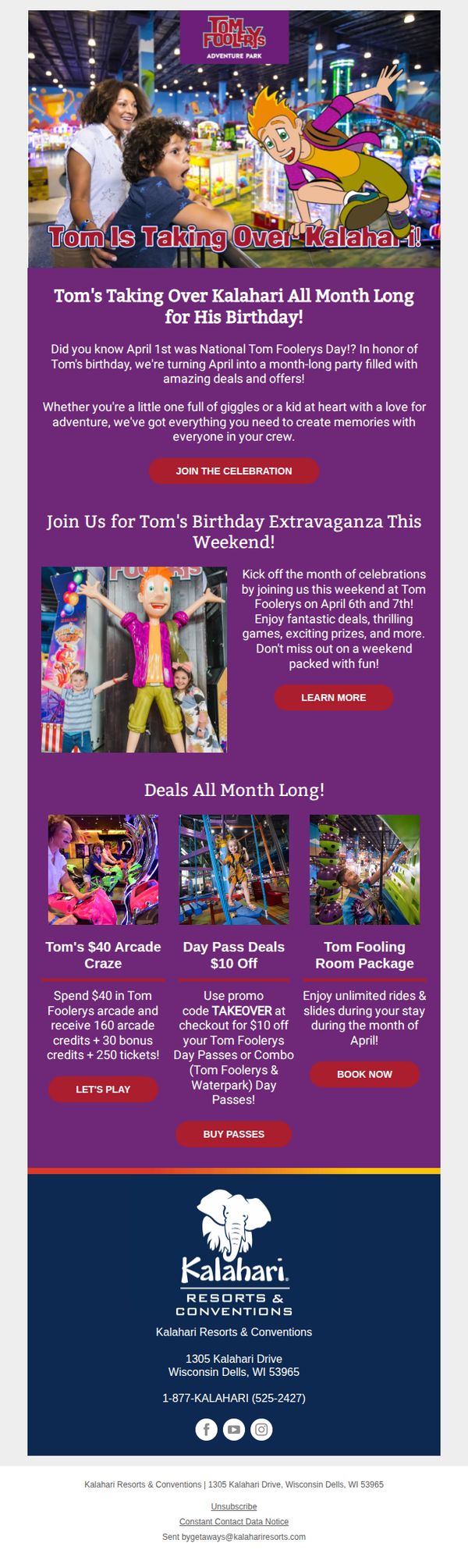 6. Kalahari Resorts: Enjoy Tom Foolerys Discounts All Month Long!