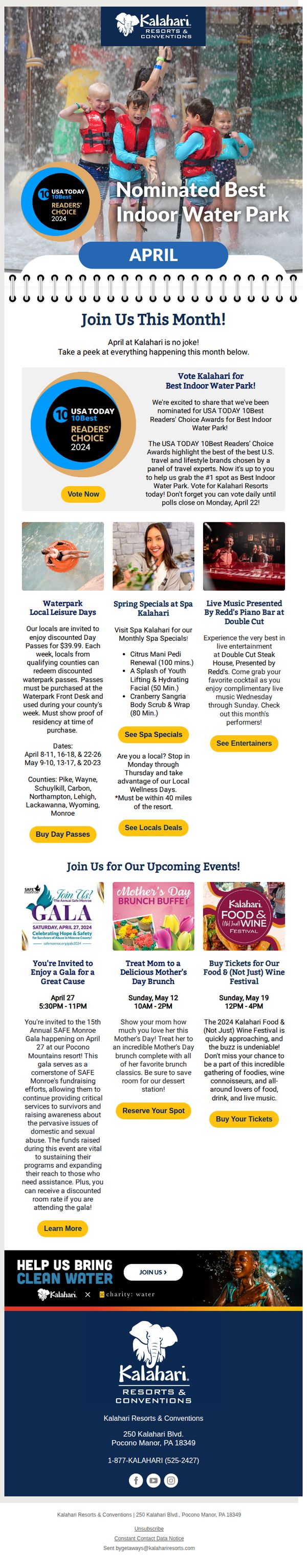 8. Escape the April showers at Kalahari!
