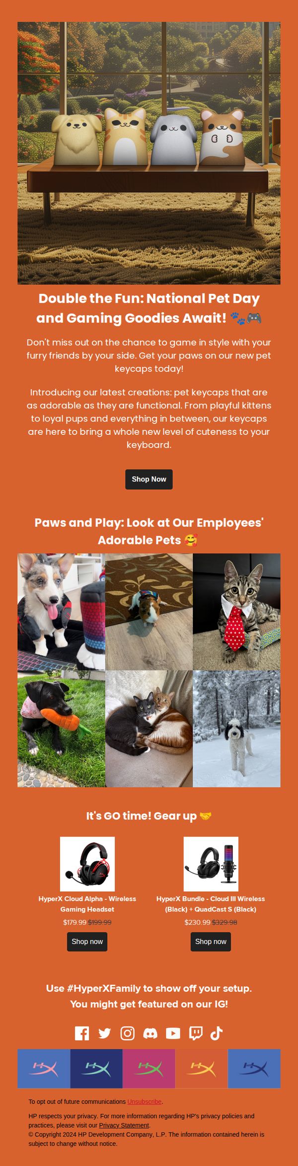 8. HyperX: 🐾 New Pet Keycaps Just Dropped – Let's Paws for Celebration! 🎮