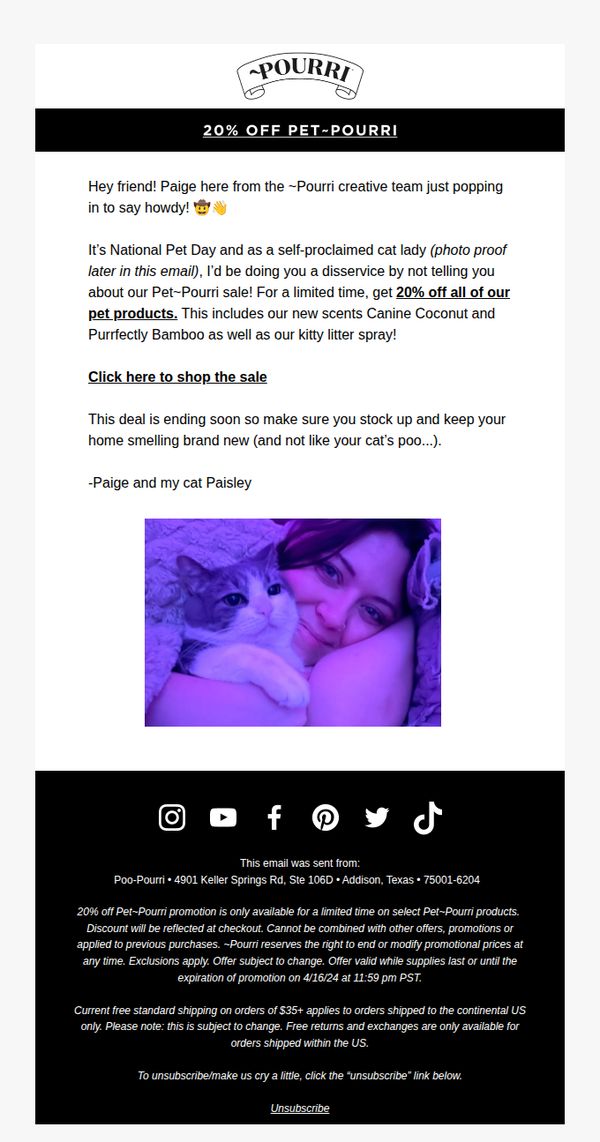 10. 20% off to leave you feline fine 🐱👉