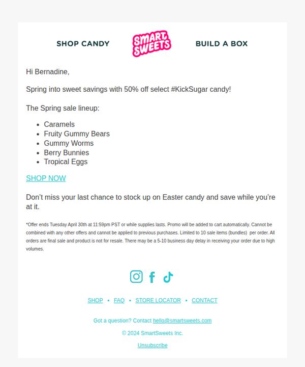6. Save 50% on #KickSugar candy