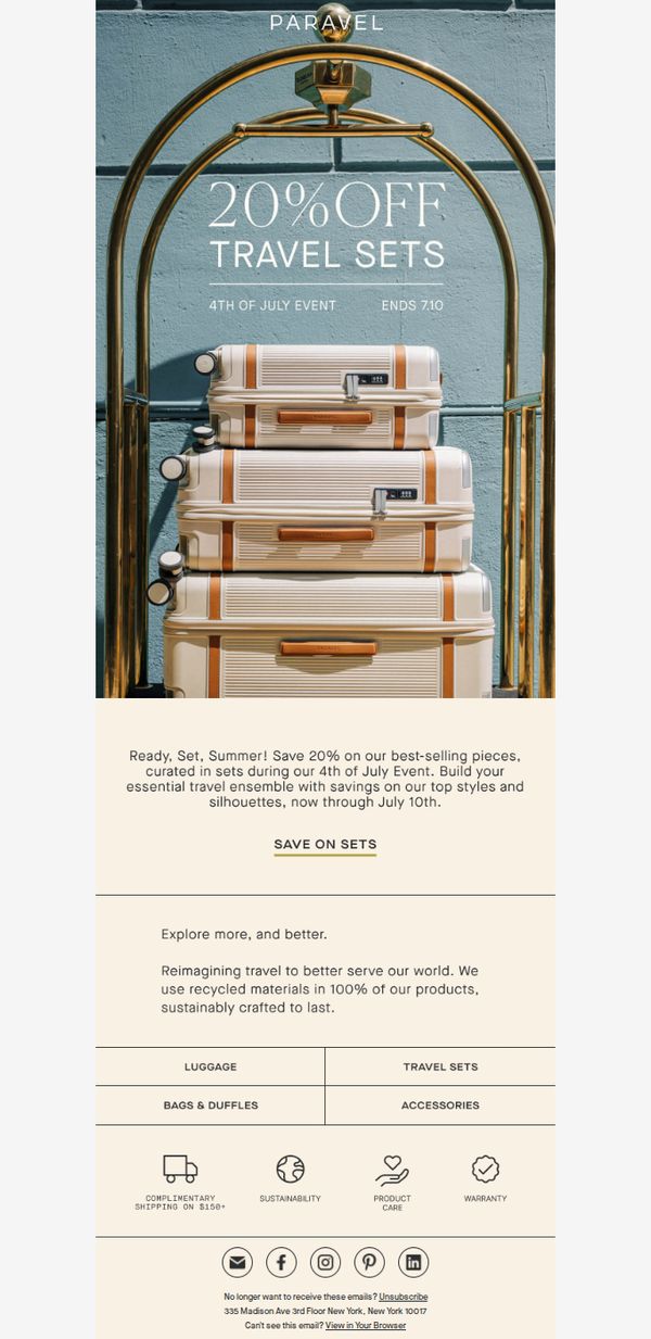 10. Paravel: 💥 20% Off Travel Sets | 4th of July Exclusive 💥