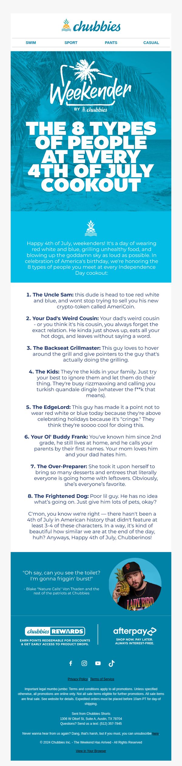8. The Weekender Presents: The 8 Types of People at Every 4th of July Cookout