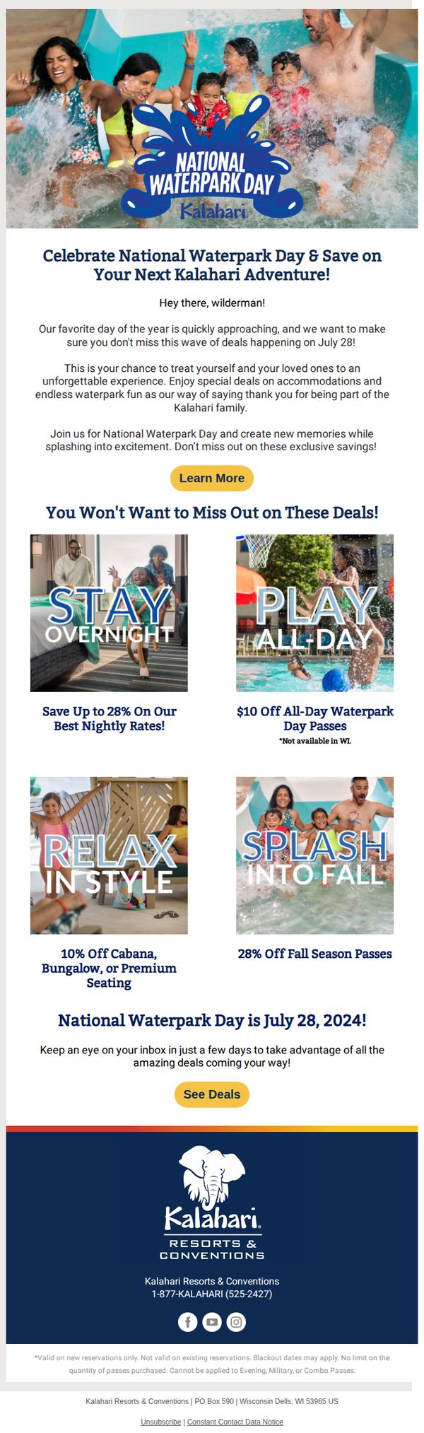 7. Kalahari Resorts: Celebrate National Waterpark Day with 28% Off Your Next Trip
