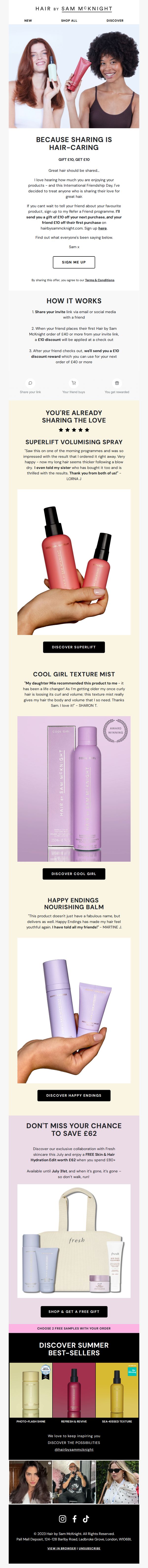 8. Hair by Sam McKnight: Treat yourself and a friend to great hair and £10 off