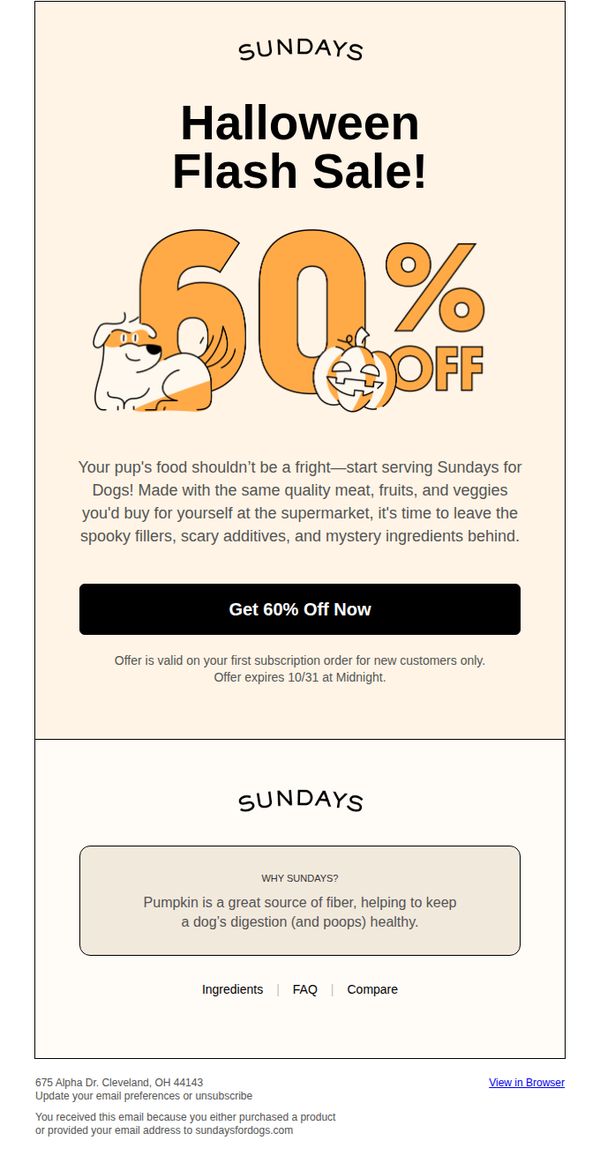 7. Sundays: Boo! It’s a Halloween flash sale! 👻
