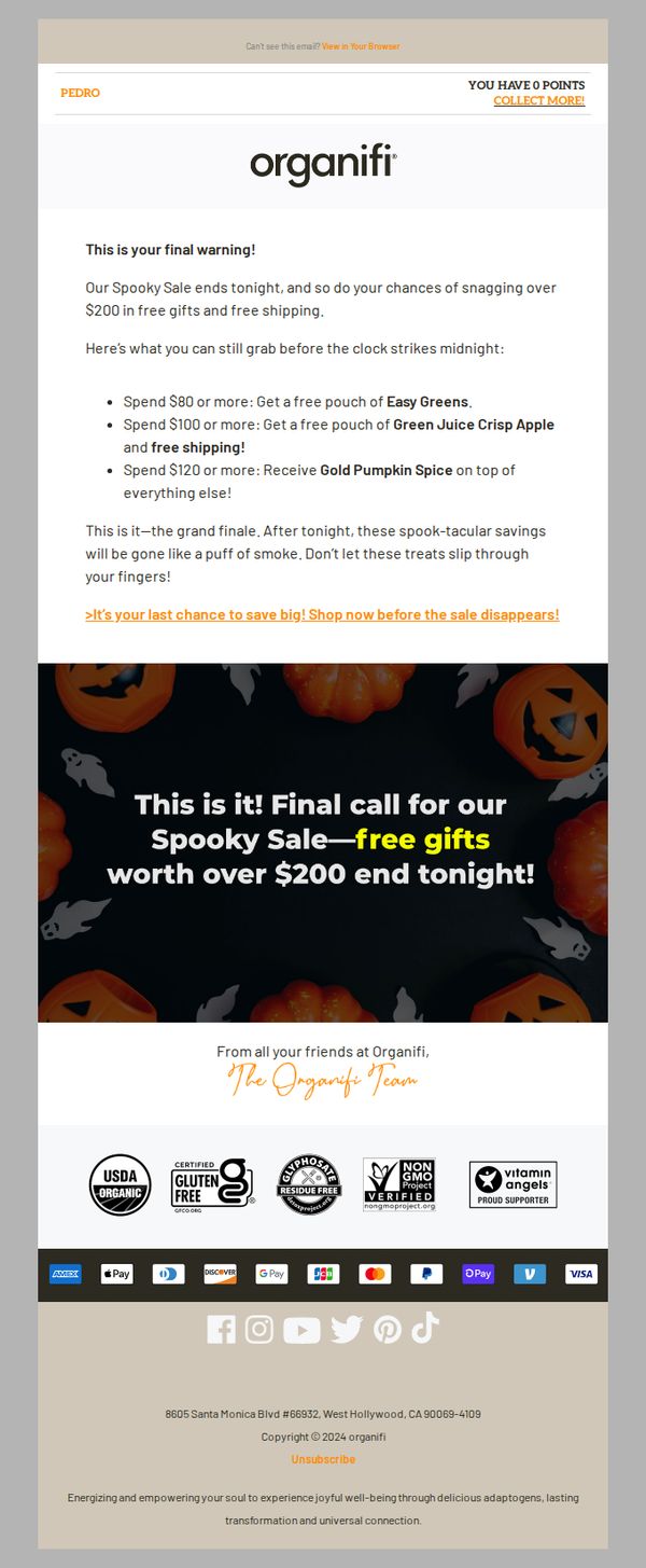 7. Last chance for Halloween specials & over $200 in free products!