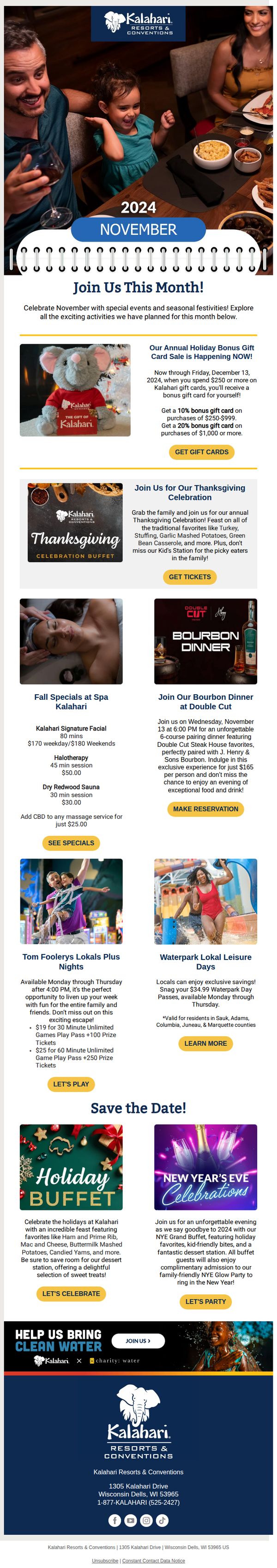 10. Kalahari Resorts: Thanksgiving Celebrations and More This Fall!