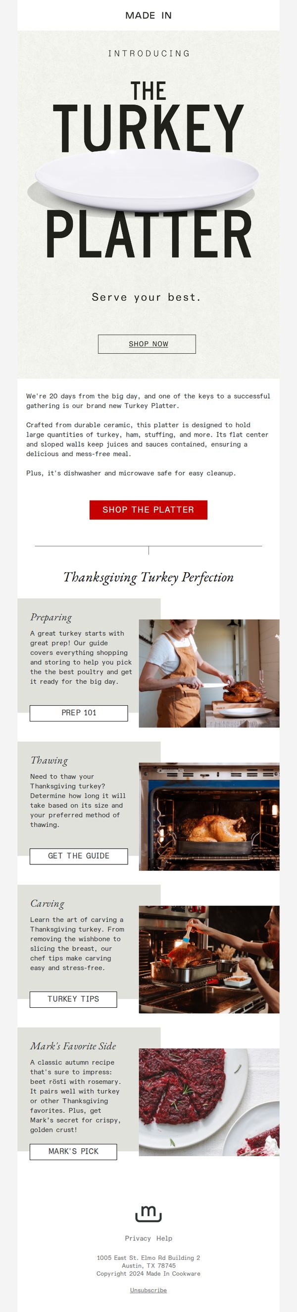6. Made In: 17 Days Until The Big Day: Introducing The Turkey Platter!