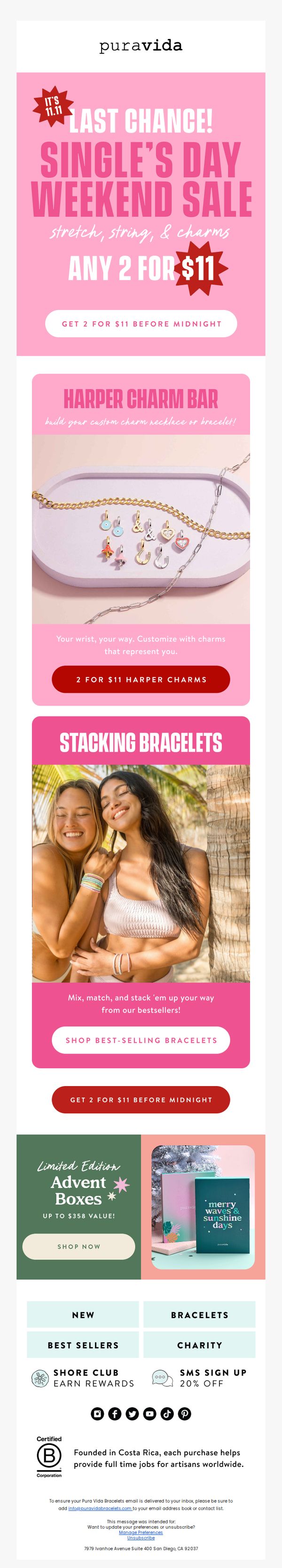 10. Pura Vida Bracelets: ⏳LAST CHANCE to Celebrate Singles Day⏳