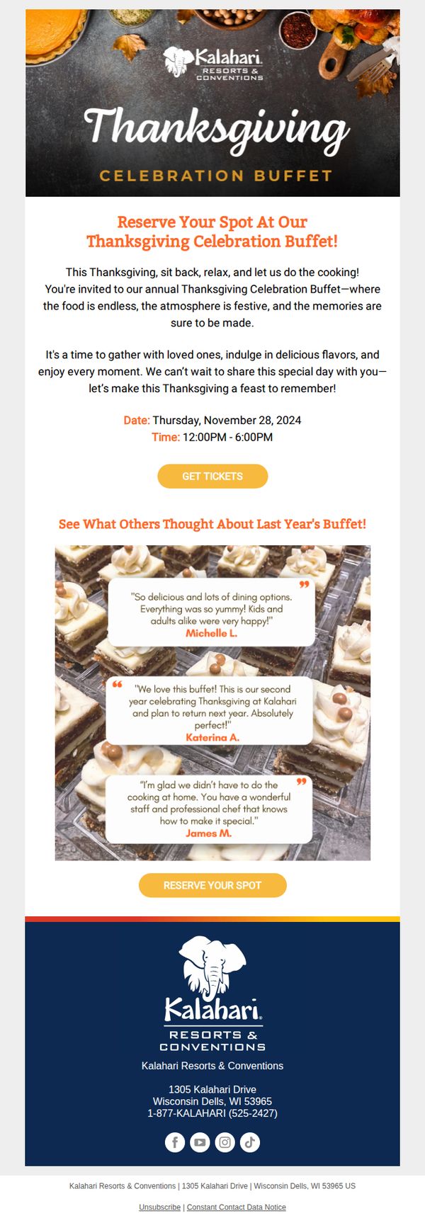 8. Kalahari Resorts: Join Us for a Thanksgiving Celebration Full of Flavor! 🦃