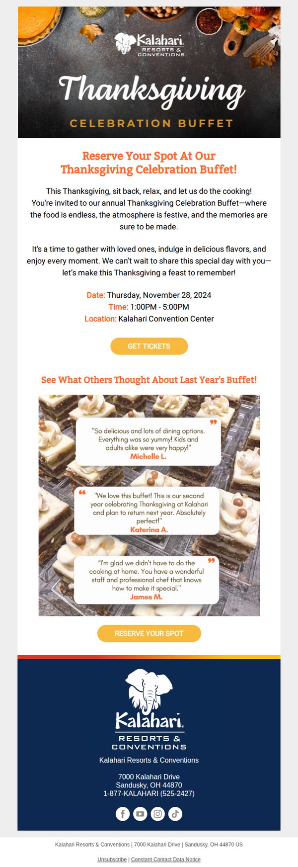 6. Kalahari Resorts: Join Us for a Thanksgiving Celebration Full of Flavor! 🦃