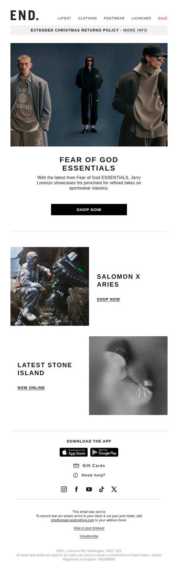 6. END. Clothing: New arrivals from Fear of God ESSENTIALS - shop now