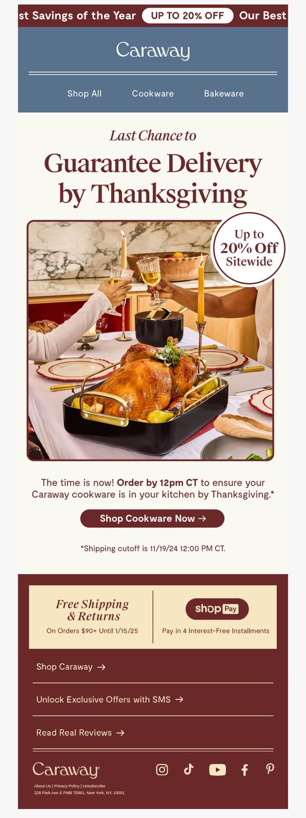 9. Caraway: 🚨 Final Hours To Order In Time For Thanksgiving 🚨