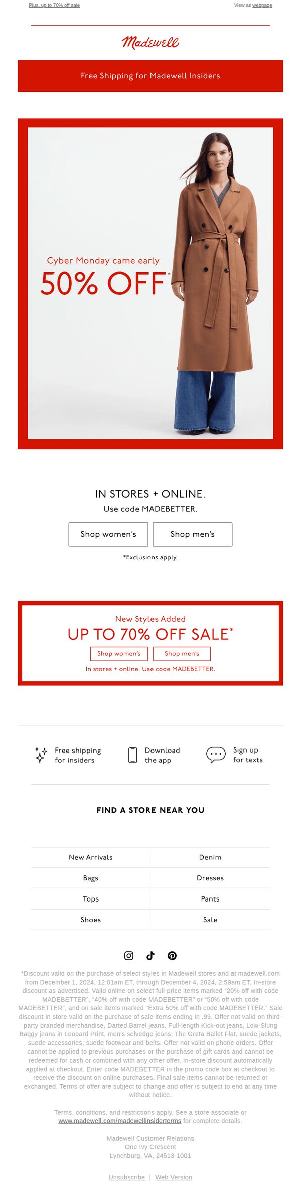 10. 50% off for Cyber Monday + new styles added