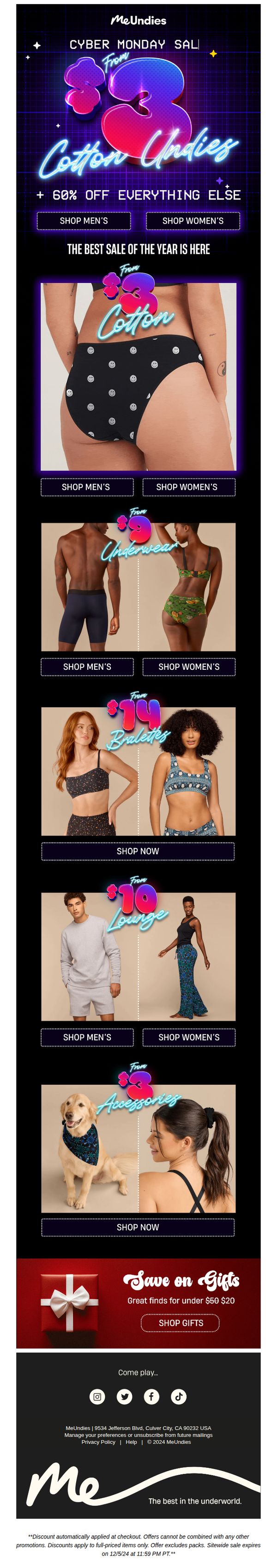8. Cyber Monday: $3 Undies