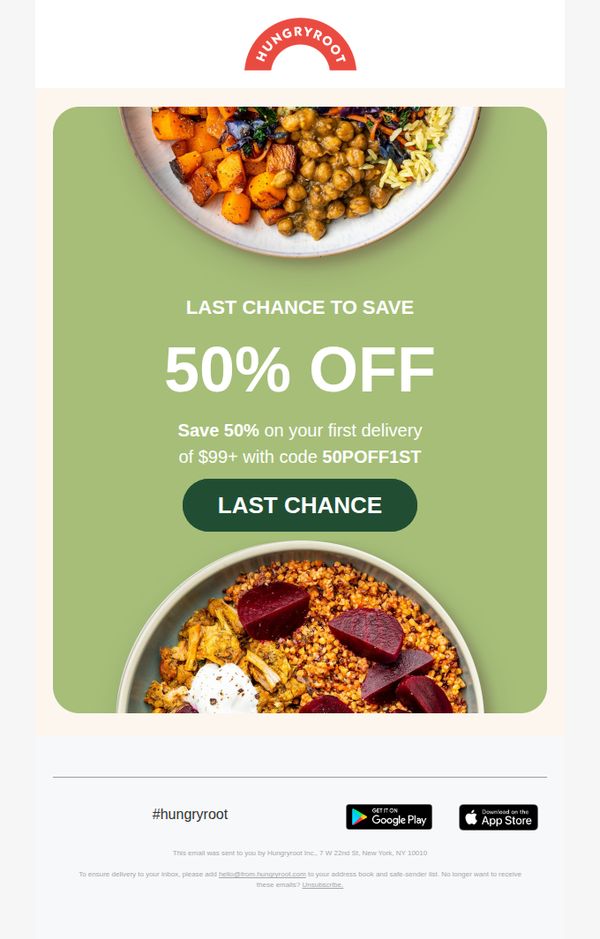 9. Hungryroot: Bye bye Black Friday (and 50% off) 👋