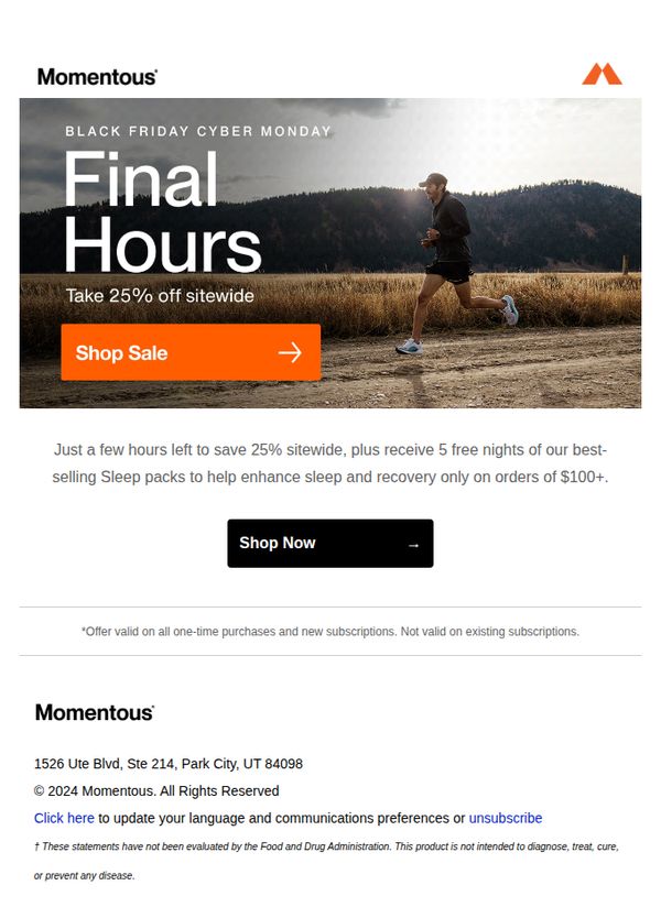 9. Amp Human / Momentous: Cyber Monday Is Ending