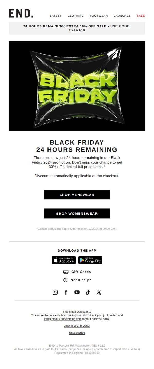 6. Black Friday: 30% off selected items - 24 hours remaining